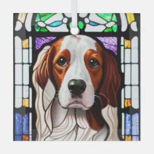 Brittany Dog "Stains Glass" Ornament Aus Glas