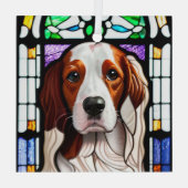 Brittany Dog "Stains Glass" Ornament Aus Glas (Rückseite)