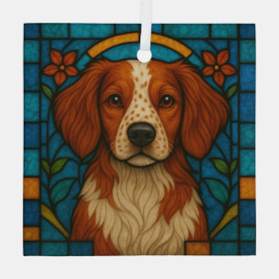 Brittany Dog "Stains Glass" Ornament Aus Glas