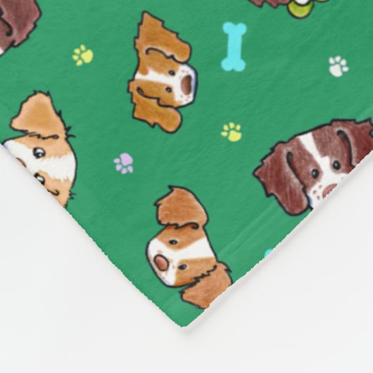 Brittany Dogs KiniArt Fleece Blanket (Ecke)