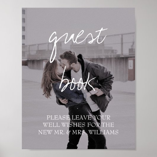 Brittany Foto Calligraphy Wedding Guest Book Sign Poster (Vorne)