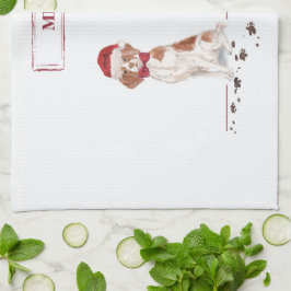 Brittany Funny Christmas Dog and Tree Geschirrtuch