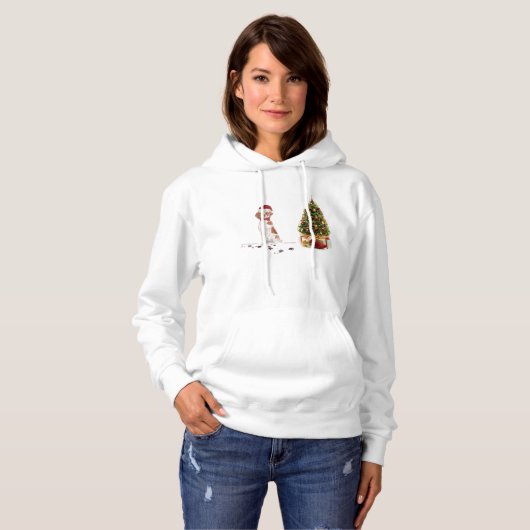 Brittany Funny Christmas Dog and Tree Hoodie (Vorne ganz)