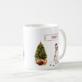Brittany Funny Christmas Dog and Tree Kaffeetasse (VorderseiteRechts)