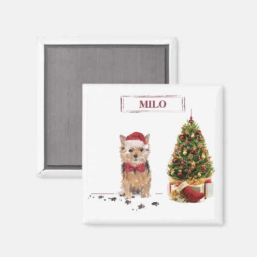 Brittany Funny Christmas Dog and Tree Magnet (Vorderseite/Rückseite)