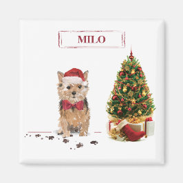 Brittany Funny Christmas Dog and Tree Magnet