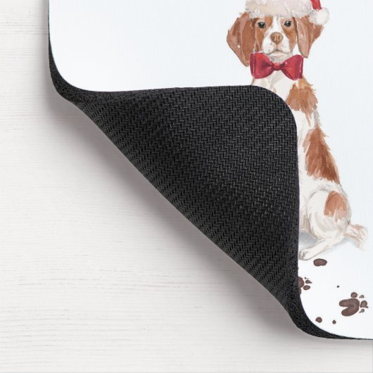 Brittany Funny Christmas Dog and Tree Mousepad (Ecke)