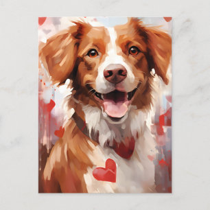 Brittany Hund Valentinstag Postkarte