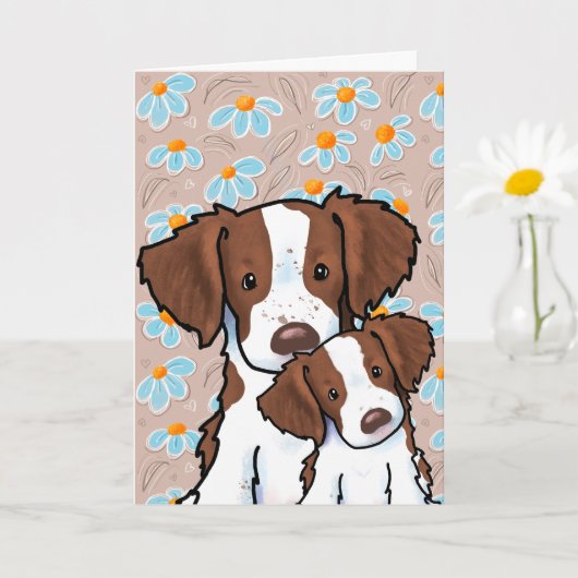 Brittany Hunde Müttertag Karte (Kleine Pflanze)