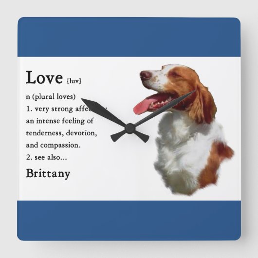 Brittany Love Is Quadratische Wanduhr (Vorderseite)