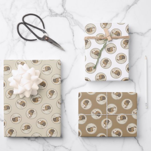 Brittany Painting Orange Roan Spaniel Niedlich Dog Geschenkpapier Set (Vorderseite)