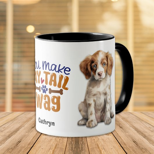 Brittany Puppy Dog Sie machen meinen Schwanz Wag Tasse