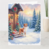 Brittany Rustic Cabin Christmas Winter Art Karte (Vorderseite)