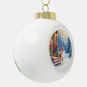 Brittany Rustic Cabin Christmas Winter Art Keramik Kugel-Ornament (Links)