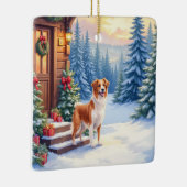 Brittany Rustic Cabin Christmas Winter Art Keramikornament (Rechts)