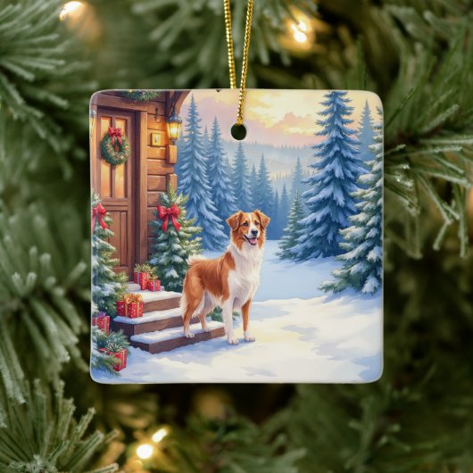 Brittany Rustic Cabin Christmas Winter Art Keramikornament (Baum)