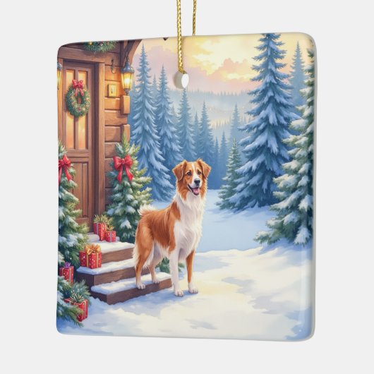 Brittany Rustic Cabin Christmas Winter Art Keramikornament (Links)