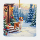 Brittany Rustic Cabin Christmas Winter Art Keramikornament (Rückseite)