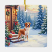 Brittany Rustic Cabin Christmas Winter Art Keramikornament (Vorderseite)