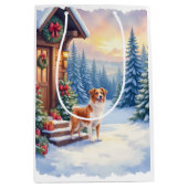 Brittany Rustic Cabin Christmas Winter Art Mittlere Geschenktüte (Vorderseite)