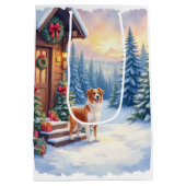 Brittany Rustic Cabin Christmas Winter Art Mittlere Geschenktüte (Rückseite)