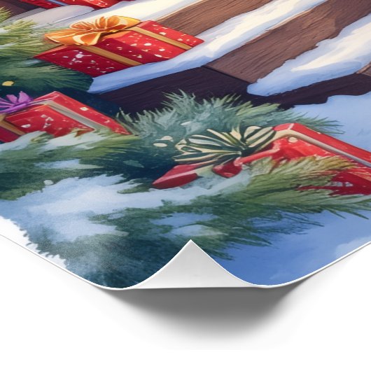 Brittany Rustic Cabin Christmas Winter Art Poster (Ecke)