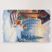Brittany Rustic Cabin Christmas Winter Art Puzzle (Horizontal)