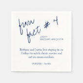 Brittany Simple Navy Blue Fun Fakt #4 Hochzeit Serviette (Vorderseite)