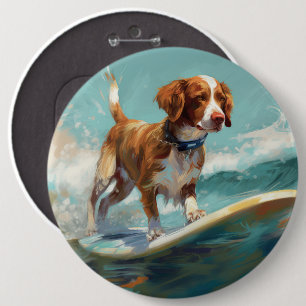 Brittany Spanel Beach Surfmalerei Button