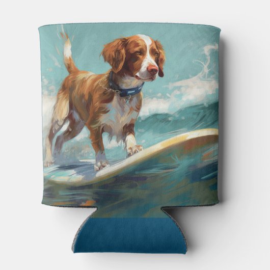 Brittany Spanel Beach Surfmalerei Dosenkühler (Rückseite)