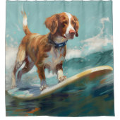 Brittany Spanel Beach Surfmalerei Duschvorhang (Vorderseite)