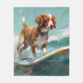 Brittany Spanel Beach Surfmalerei Fleecedecke (Vorderseite)