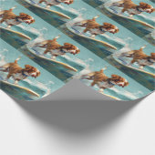 Brittany Spanel Beach Surfmalerei Geschenkpapier (Ecke)