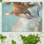 Brittany Spanel Beach Surfmalerei Geschirrtuch (Gefaltet)