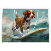 Brittany Spanel Beach Surfmalerei Große Geschenktüte (Vorderseite)