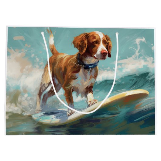 Brittany Spanel Beach Surfmalerei Große Geschenktüte (Rückseite)