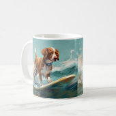 Brittany Spanel Beach Surfmalerei Kaffeetasse (Vorderseite Links)