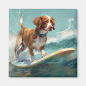 Brittany Spanel Beach Surfmalerei Magnet (Vorne)