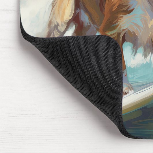 Brittany Spanel Beach Surfmalerei Mousepad (Ecke)