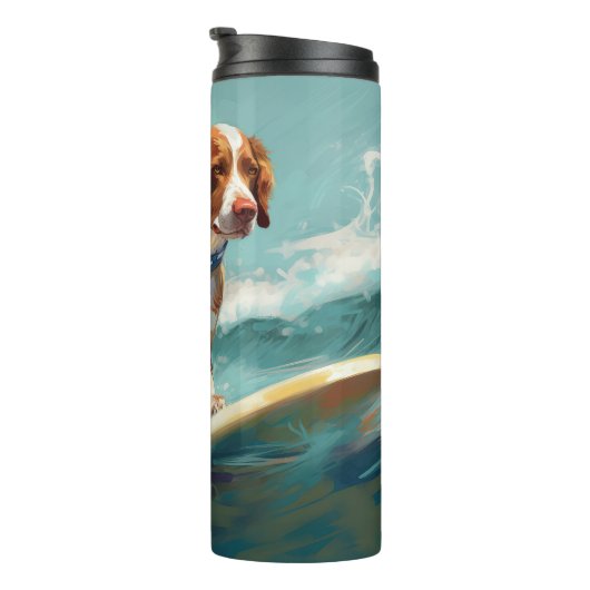 Brittany Spanel Beach Surfmalerei Thermosbecher (Nach rechts gedreht)