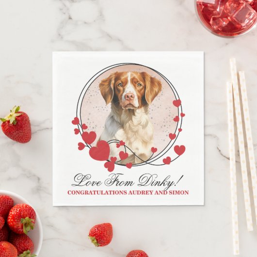 Brittany Spanel Red Heart Frame Foto Serviette (Beispiel)