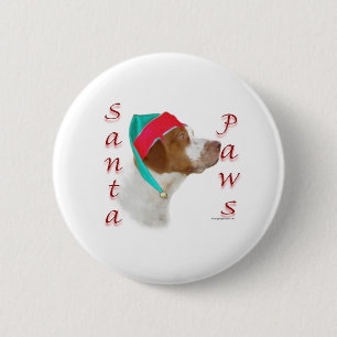 Brittany Spanel Santa Paws Button