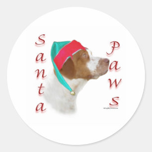 Brittany Spanel Santa Paws Runder Aufkleber