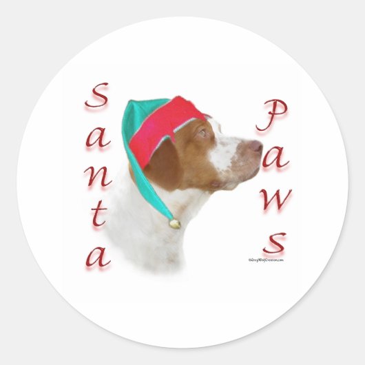 Brittany Spanel Santa Paws Runder Aufkleber (Vorderseite)