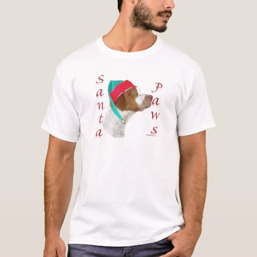 Brittany Spanel Santa Paws T-Shirt (Vorderseite)