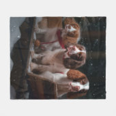Brittany Spanel Snowy Sleigh Weihnachtsdekor Fleecedecke (Vorderseite (Horizontal))