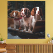 Brittany Spanel Snowy Sleigh Weihnachtsdekor Leinwanddruck (Insitu (Wohnzimmer))