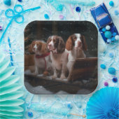 Brittany Spanel Snowy Sleigh Weihnachtsdekor Pappteller (Party)