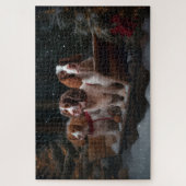 Brittany Spanel Snowy Sleigh Weihnachtsdekor Puzzle (Vertikal)