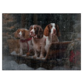 Brittany Spanel Snowy Sleigh Weihnachtsdekor Schneidebrett (Vorderseite)